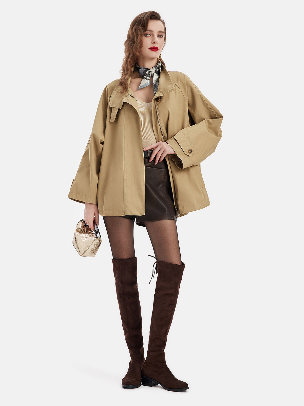 Over Long Cotton Stand Collar Trench Coat