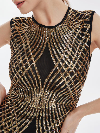 Sheer Mesh Sequin Dress