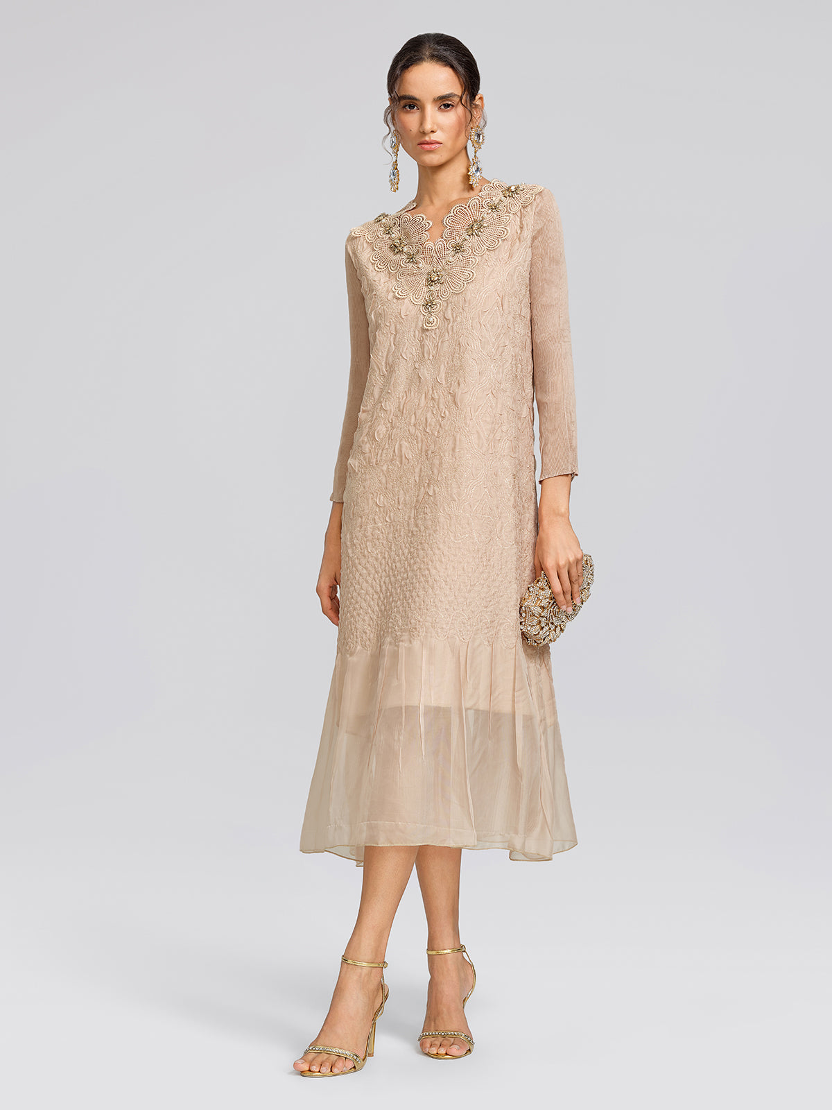 Pleated Organza Mermaid Dress