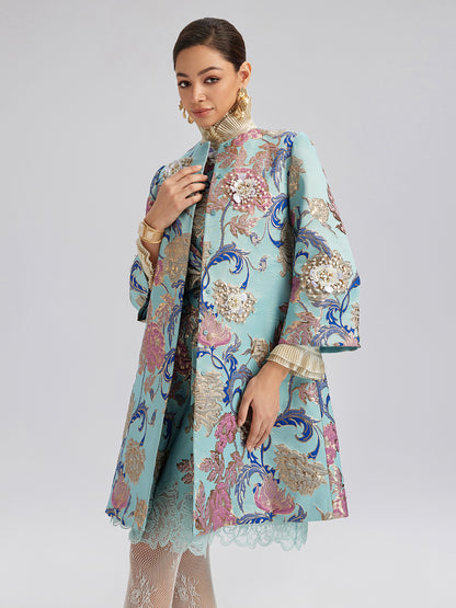 Hand-Set Rhinestone Embellished 3D Floral Jacket