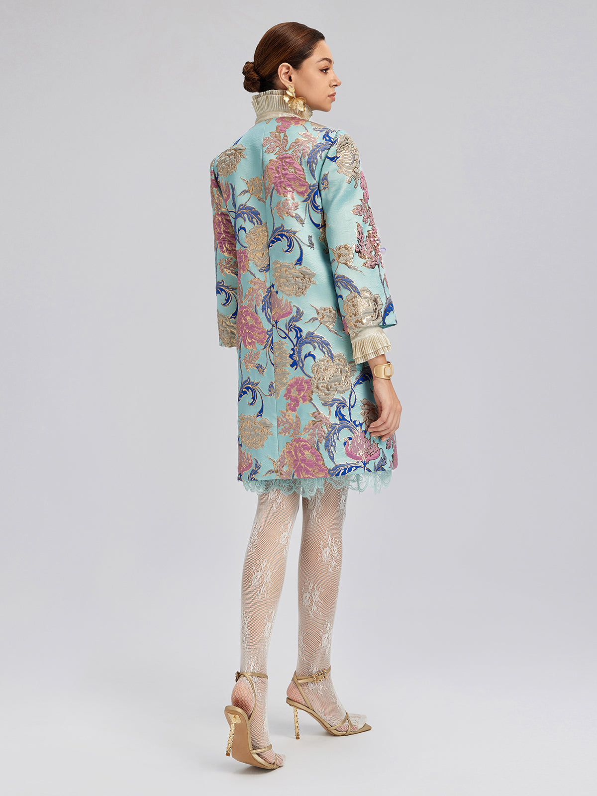 Hand-Set Rhinestone Embellished 3D Floral Jacket