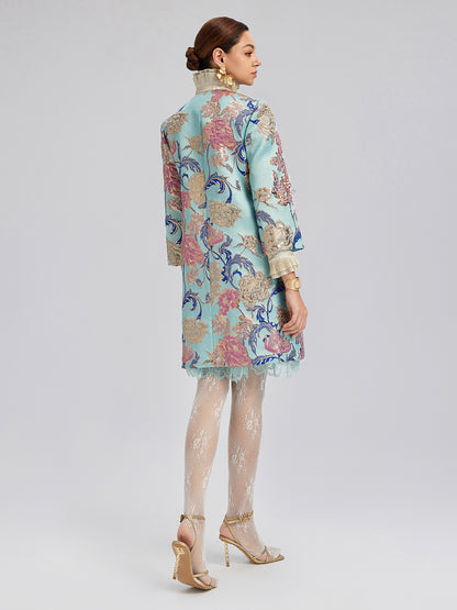 Hand-Set Rhinestone Embellished 3D Floral Jacket