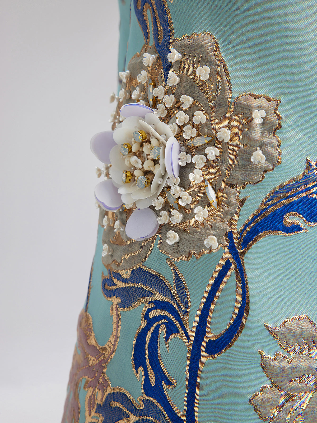 Hand-Set Rhinestone Embellished 3D Floral Jacket