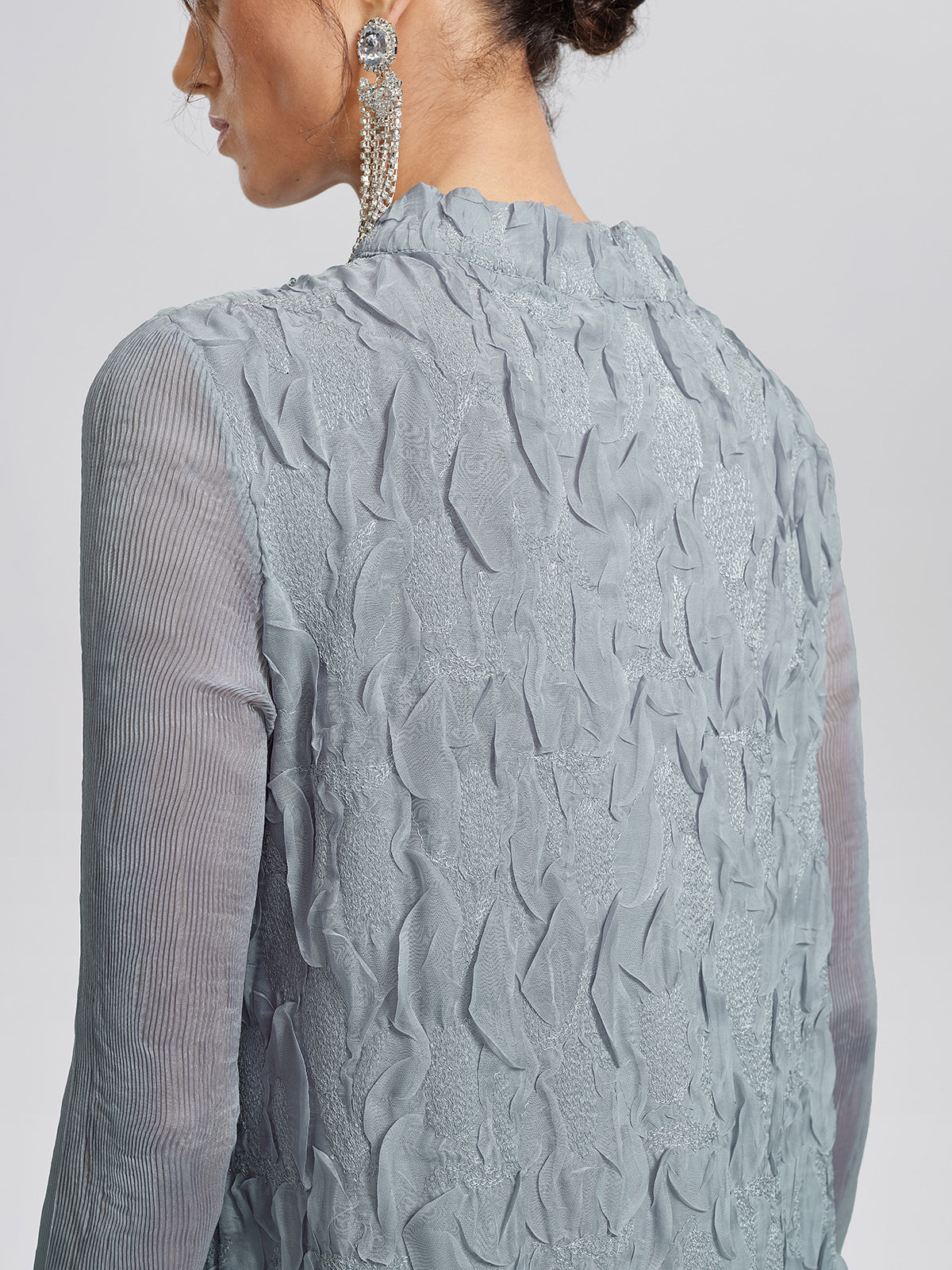 Pleated Organza Lace Dress