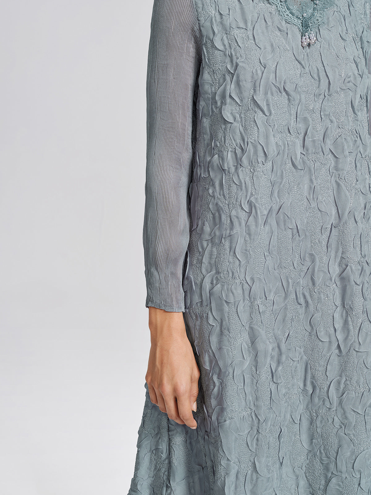 Pleated Organza Lace Dress