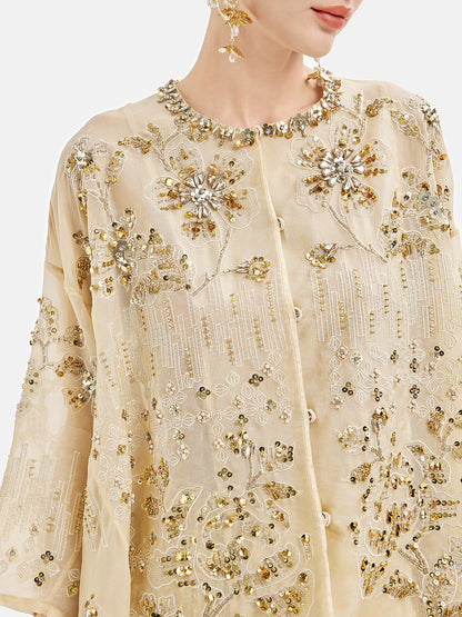 Luxury Silk Embroidered Beaded Top