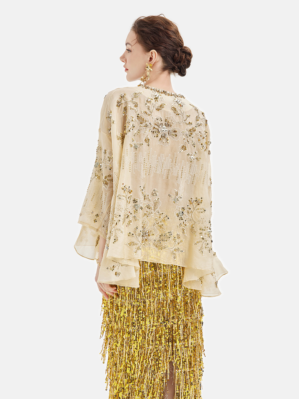 Luxury Silk Embroidered Beaded Top