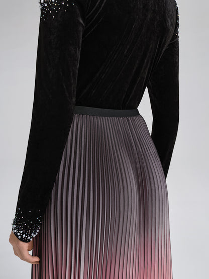 Gradient Sculpted Pleated Skirt