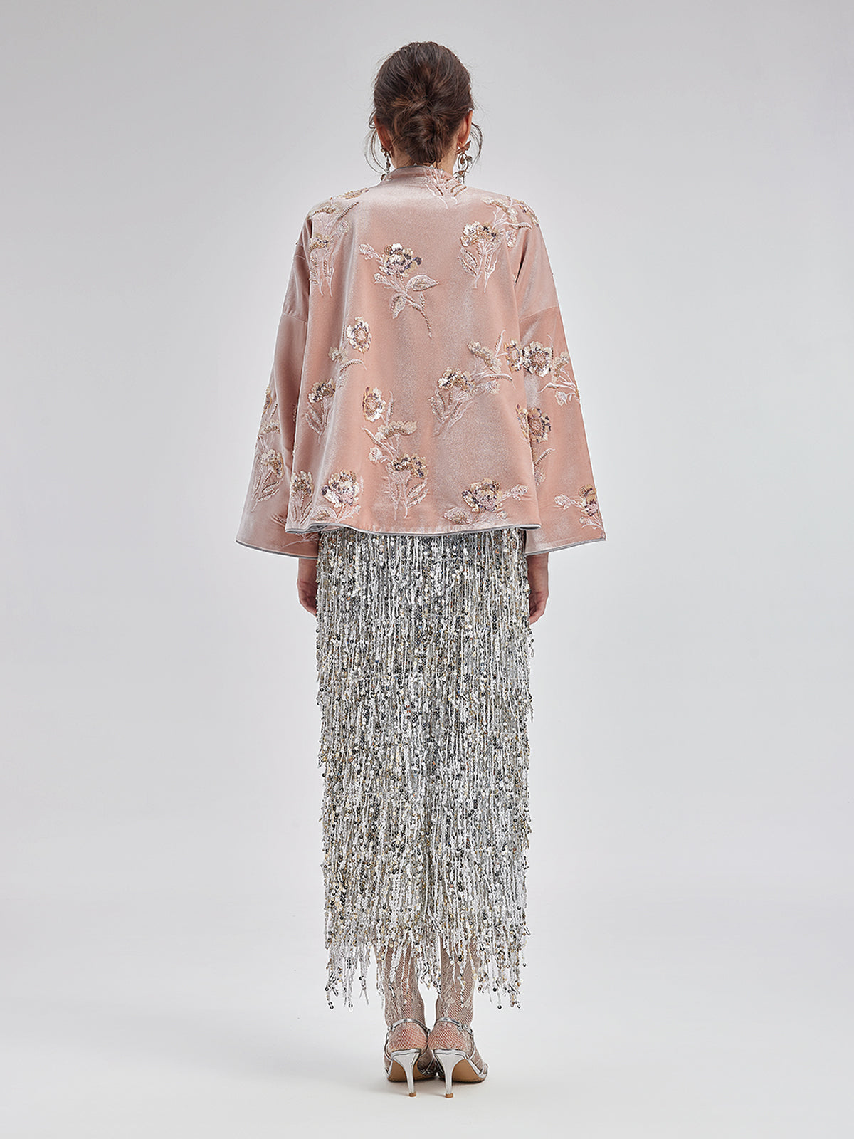 French Velvet Beaded Embroidered Cape Coat