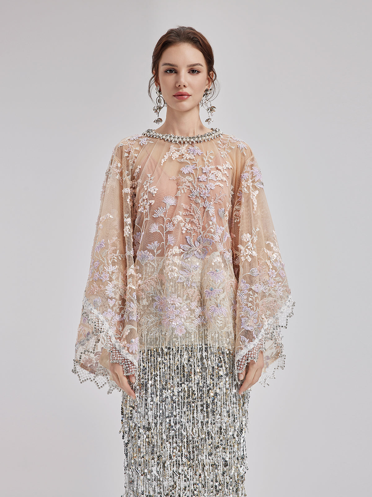 Custom Beaded Embroidered Cape Top