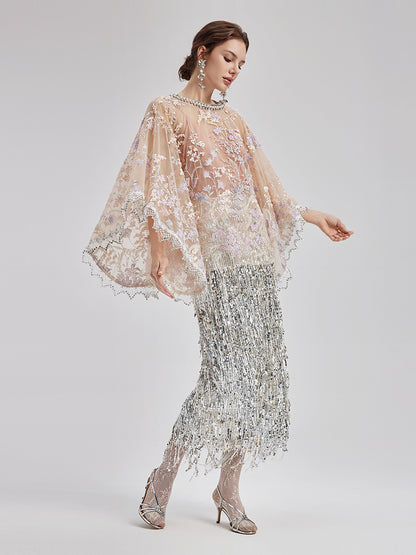 Custom Beaded Embroidered Cape Top