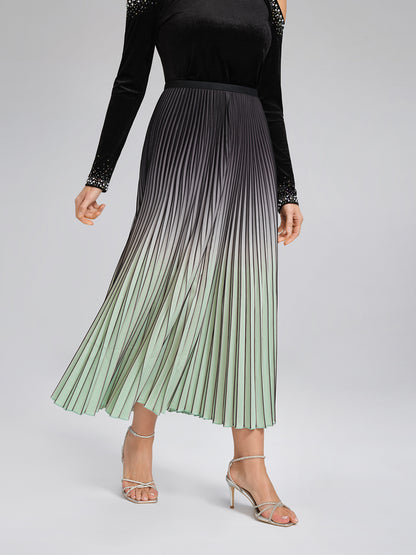 Gradient Sculpted Pleated Skirt