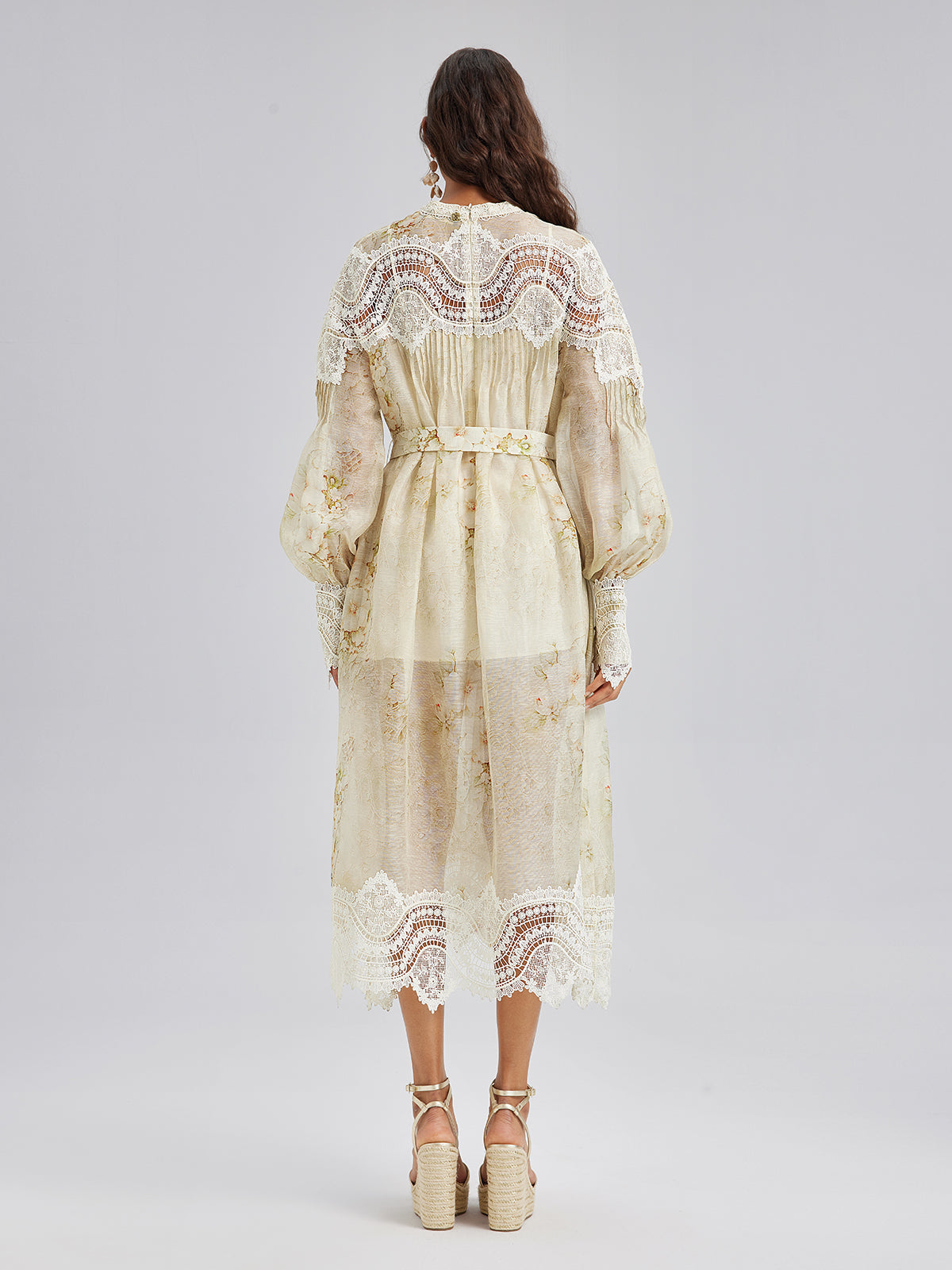 Final Sale | Silk-Linen Floral Lace Dress