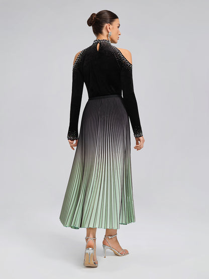 Gradient Sculpted Pleated Skirt