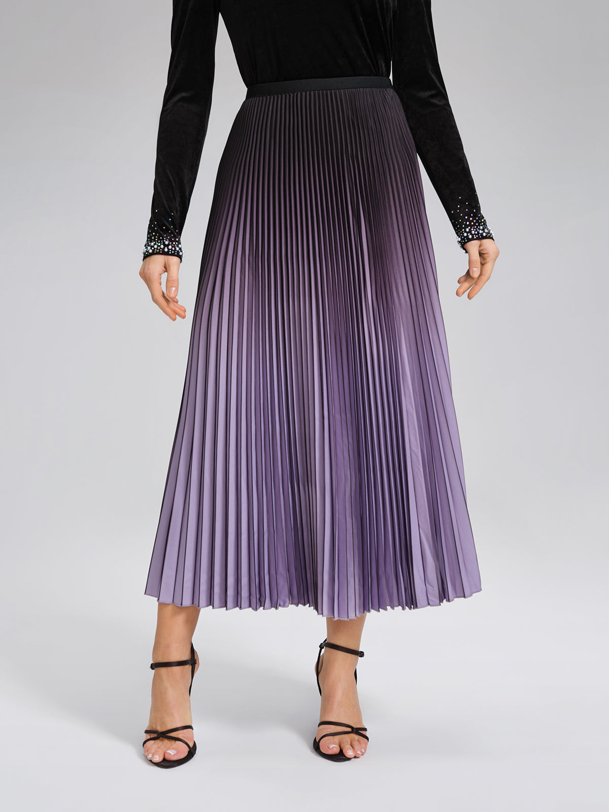 Gradient Sculpted Pleated Skirt