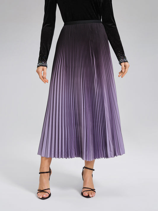 Gradient Sculpted Pleated Skirt