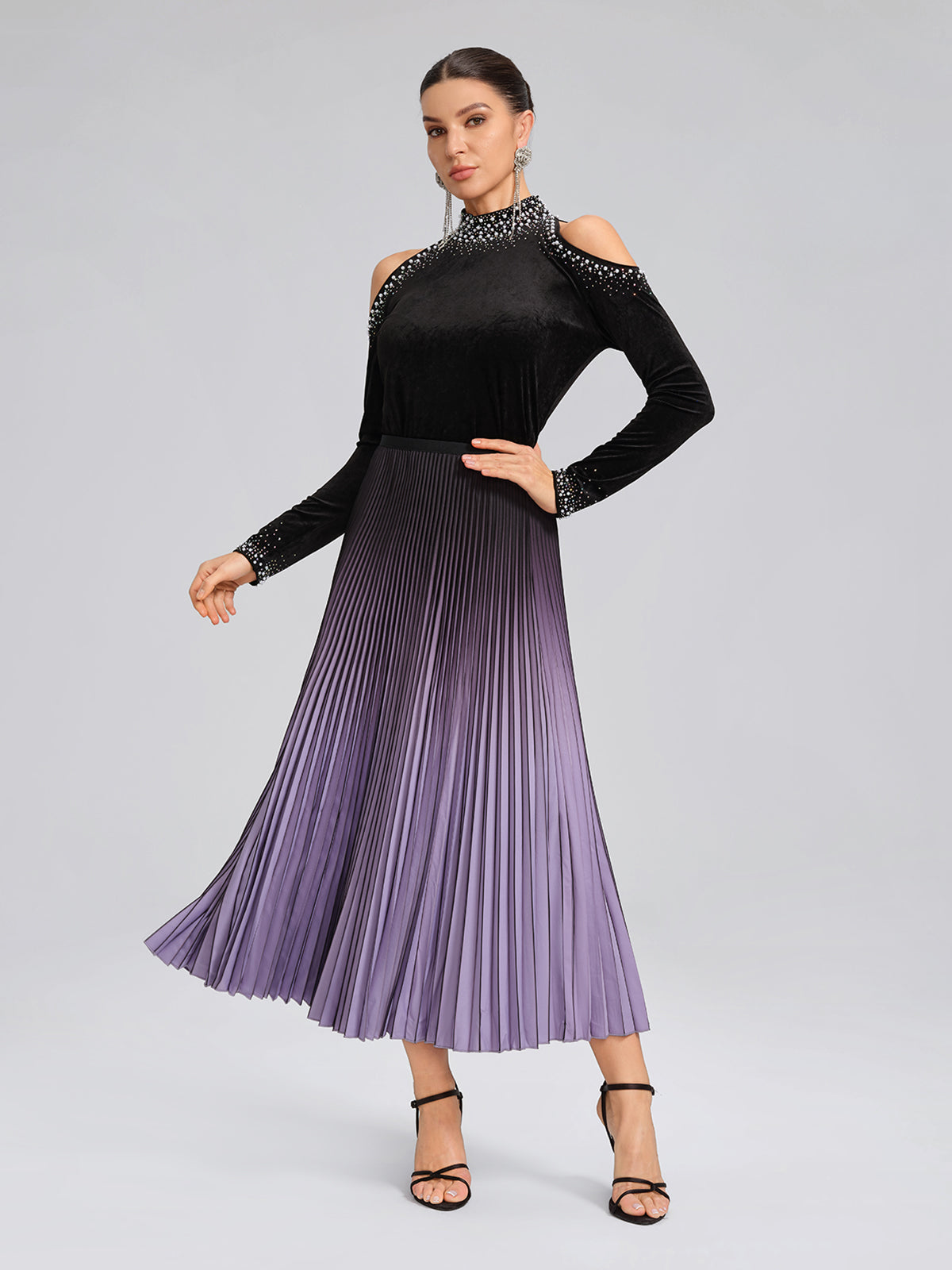 Gradient Sculpted Pleated Skirt