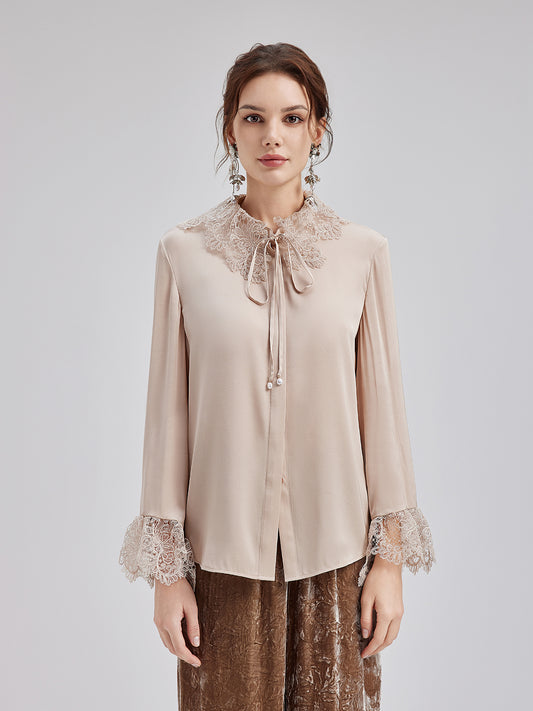 Silk Lace Collar Shirt