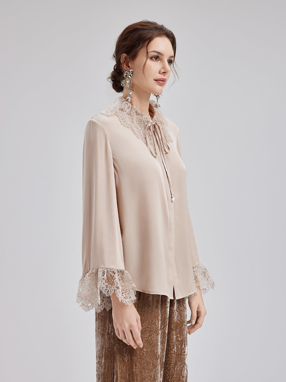 Final Sale | Silk Lace Collar Shirt