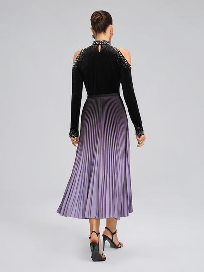 Gradient Sculpted Pleated Skirt