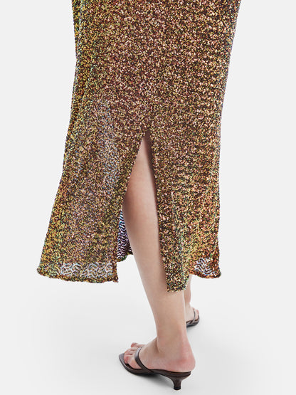 Shiny Sequin Midi Skirt