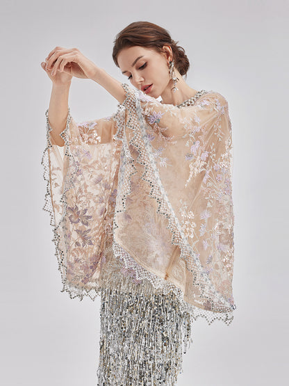 Custom Beaded Embroidered Cape Top