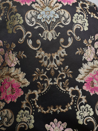 Baroque-Collar Beaded Jacquard Jacket