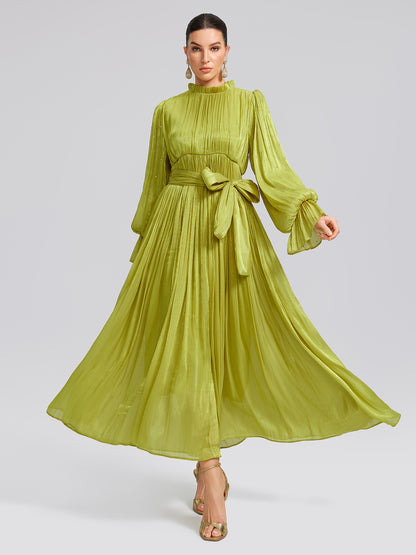 Elegant Balloon-Sleeve Maxi Dress