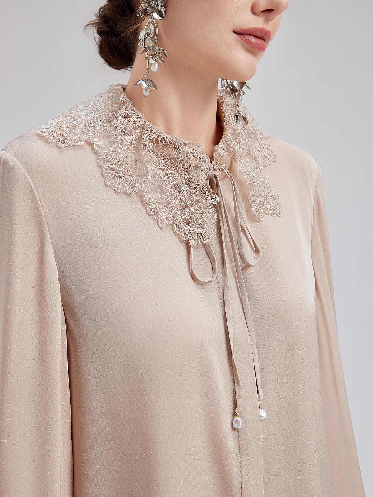Final Sale | Silk Lace Collar Shirt
