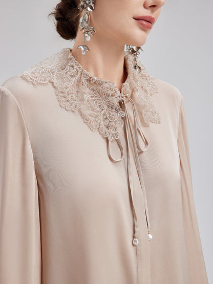 Silk Lace Collar Shirt