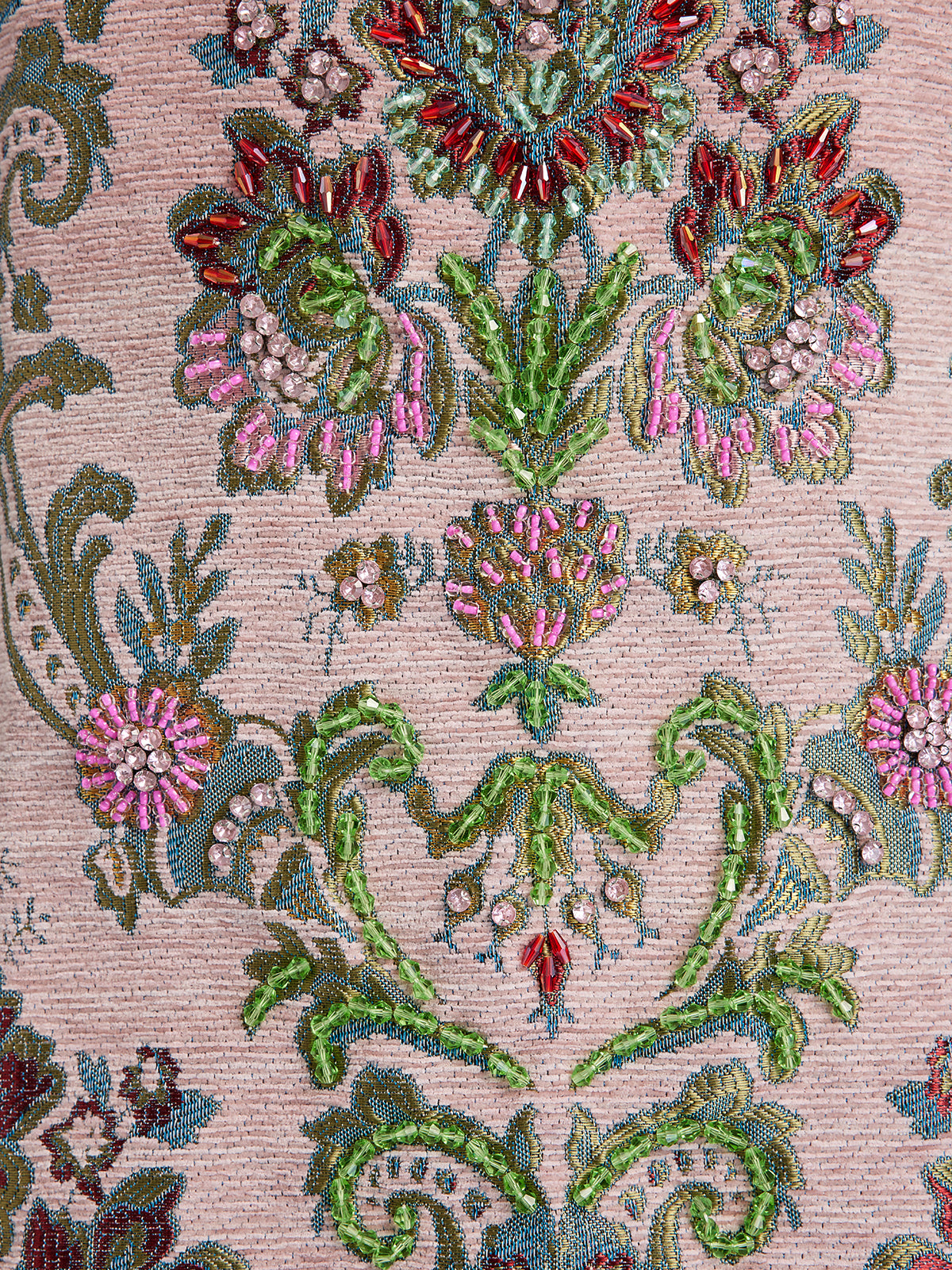 Hand-Beaded Embroidered Silk-Textured Dress