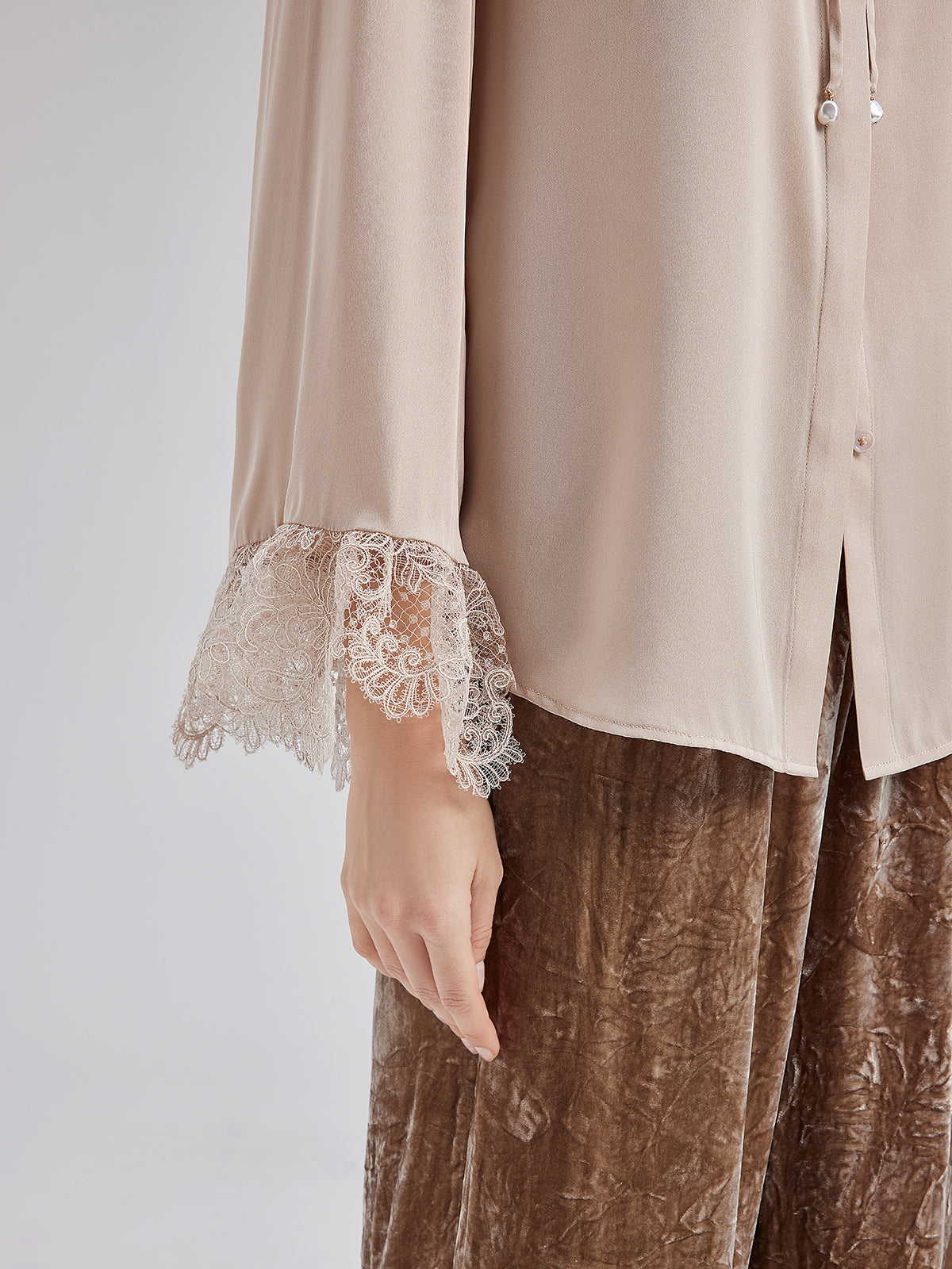 Final Sale | Silk Lace Collar Shirt