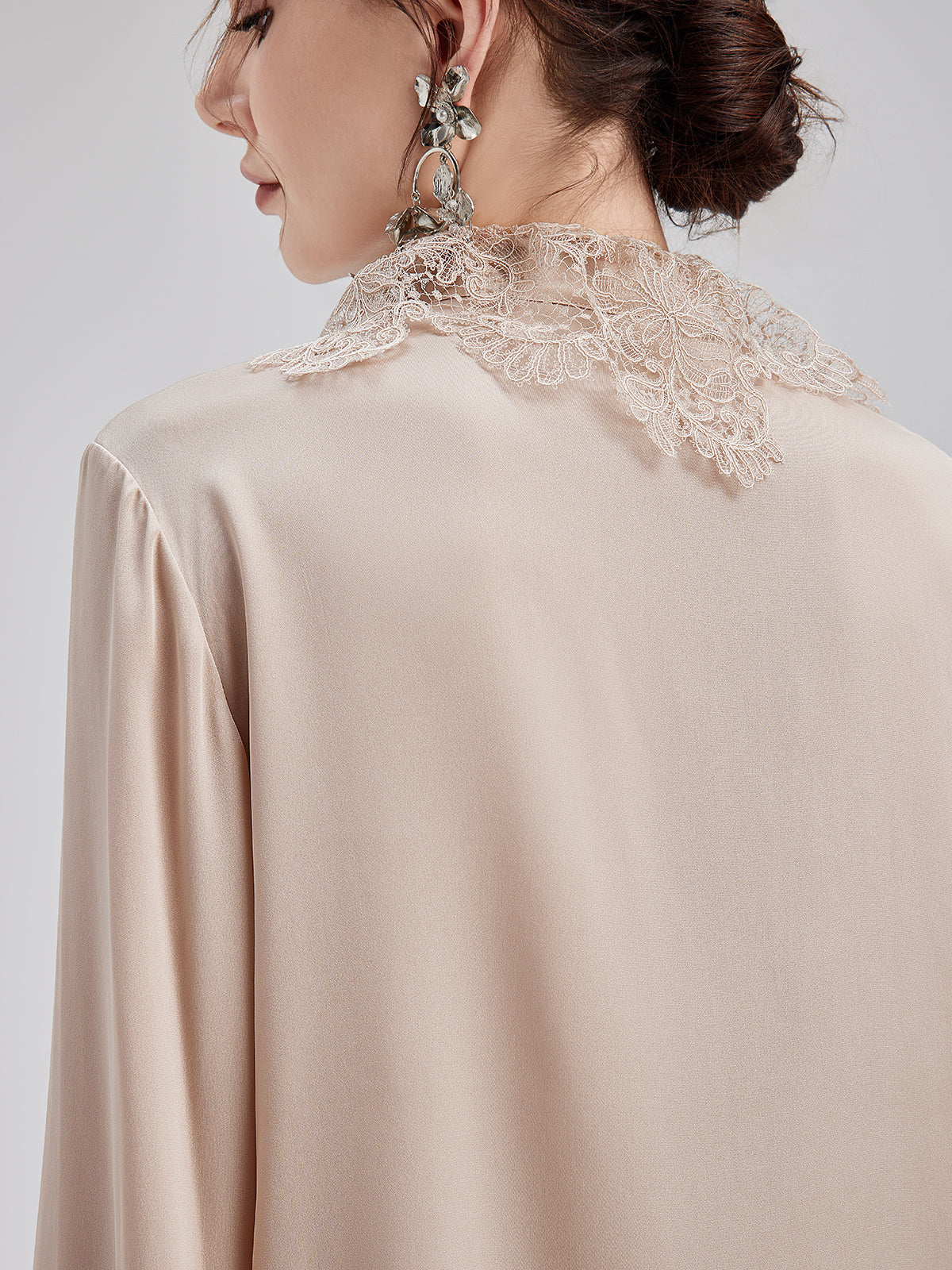 Silk Lace Collar Shirt