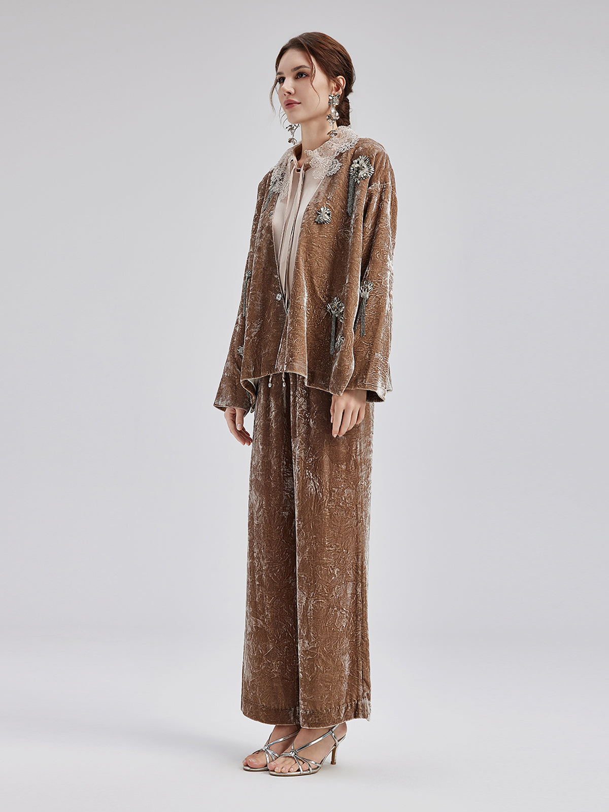 Final Sale | Silk Velvet Tassel Beaded Set
