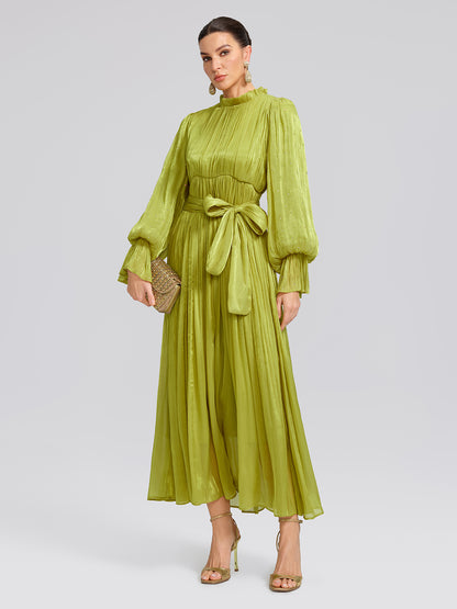 Elegant Balloon-Sleeve Maxi Dress