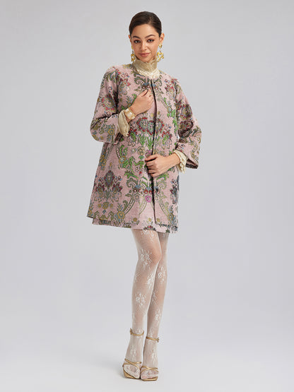 Hand-Beaded Embroidered Silk-Textured Jacket