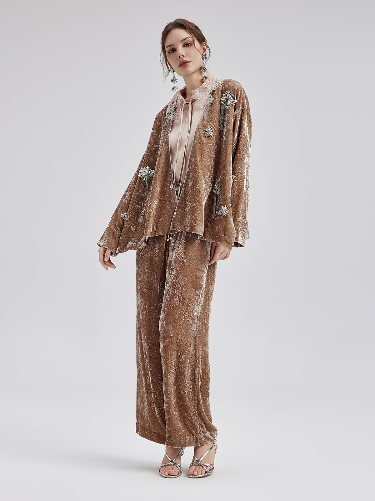 Final Sale | Silk Velvet Tassel Beaded Set