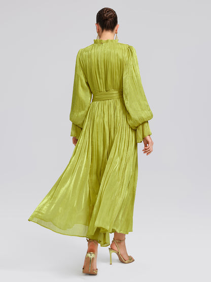 Elegant Balloon-Sleeve Maxi Dress