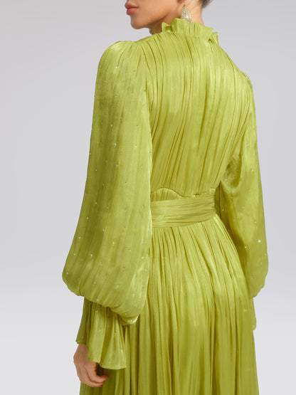 Elegant Balloon-Sleeve Maxi Dress