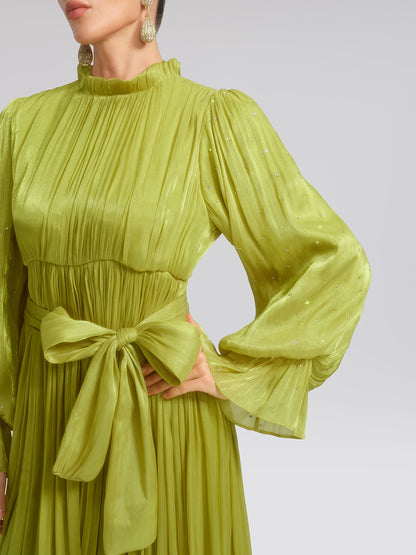 Elegant Balloon-Sleeve Maxi Dress