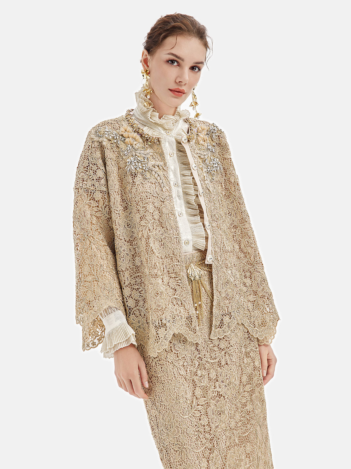 French Gold Lace Beaded Jacket