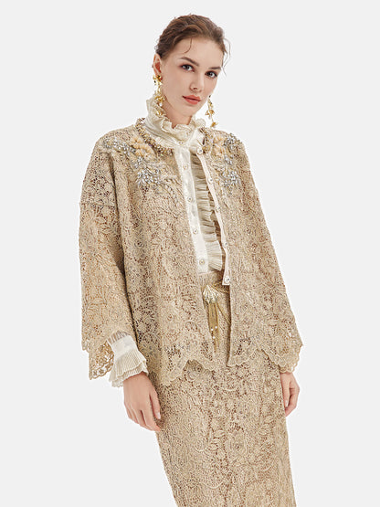 French Gold Lace Beaded Jacket