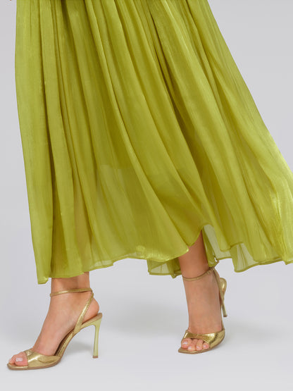 Elegant Balloon-Sleeve Maxi Dress