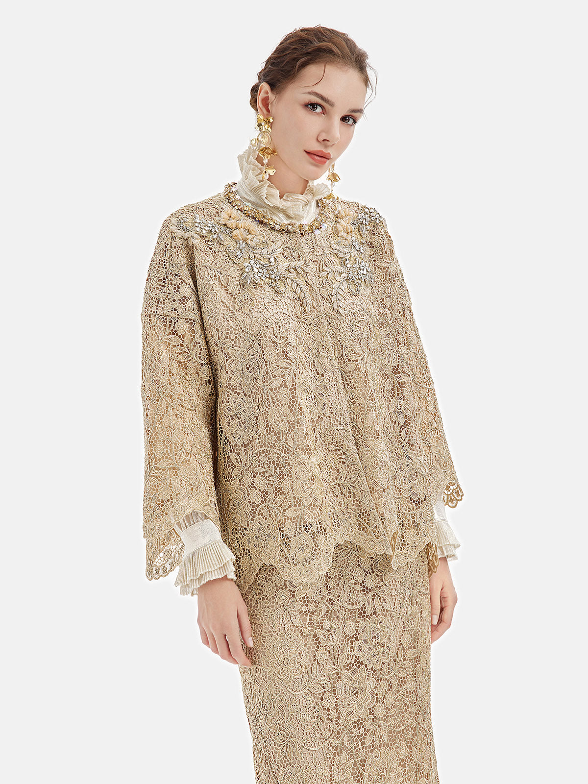 French Gold Lace Beaded Jacket