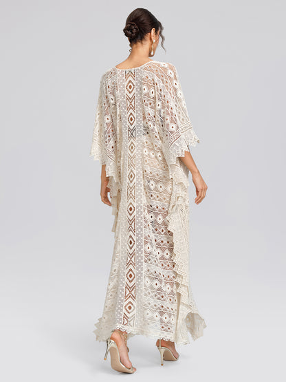 100% Cotton Crochet Lace Geometric Cover-Up