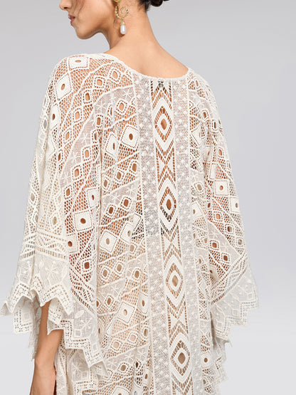 100% Cotton Crochet Lace Geometric Cover-Up