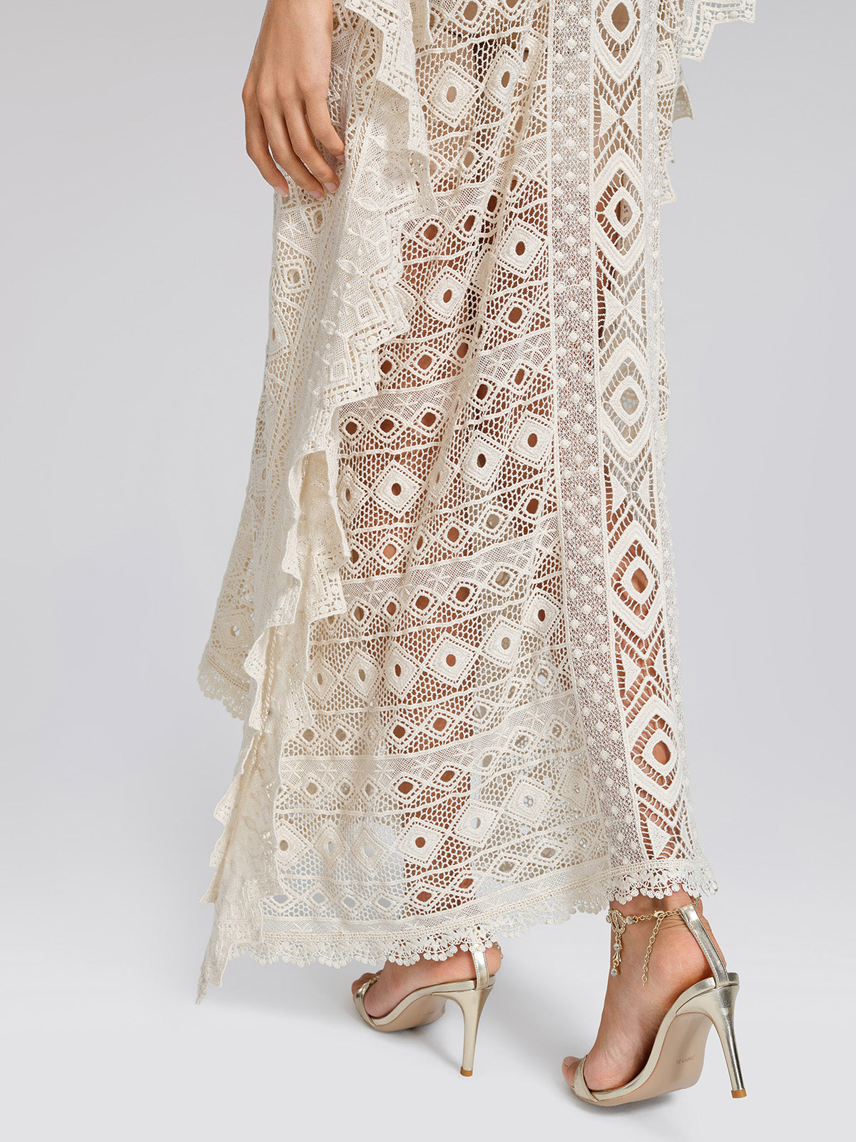 100% Cotton Crochet Lace Geometric Cover-Up
