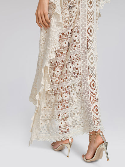 100% Cotton Crochet Lace Geometric Cover-Up