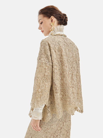 French Gold Lace Beaded Jacket