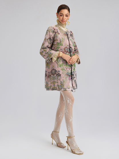 Hand-Beaded Embroidered Silk-Textured Jacket